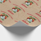 ヴィンテージクリスマスキャットホリデイ名前をカスタムするクラフト ラッピングペーパー (角)