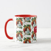 ヴィンテージクリスマスキャットホリデイ名前をカスタムする マグカップ (左)