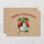 ヴィンテージクリスマスキャットホリデークラフトブラウン紙 シーズンポストカード (正面/裏面)