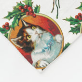 ヴィンテージクリスマスキャットホリモノグラムのデイ フリースブランケット (角)