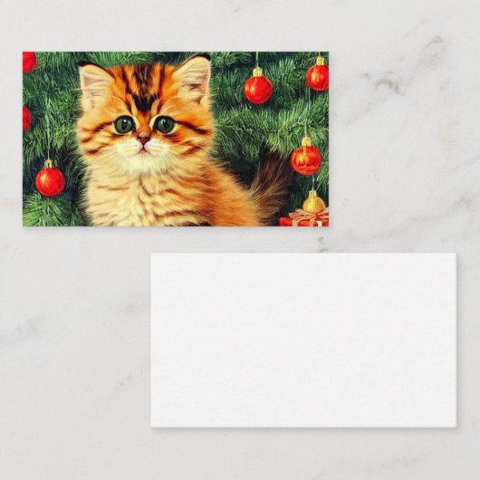 ヴィンテージクリスマスキャット エンクロージャーカード (正面/裏面)