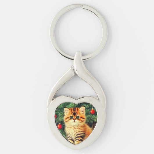ヴィンテージクリスマスキャット キーホルダー (正面)