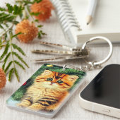 ヴィンテージクリスマスキャット キーホルダー (正面右)