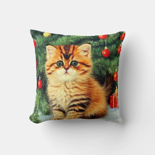 ヴィンテージクリスマスキャット クッション (正面)