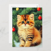 ヴィンテージクリスマスキャット シーズンポストカード (正面/裏面)