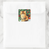 ヴィンテージクリスマスキャット スクエアシール (バッグ)