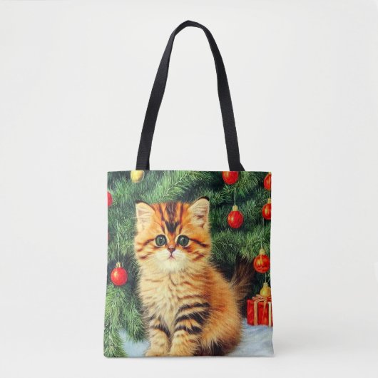 ヴィンテージクリスマスキャット トートバッグ (正面)