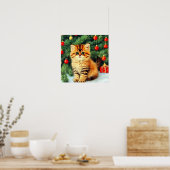 ヴィンテージクリスマスキャット ポスター (キッチン)