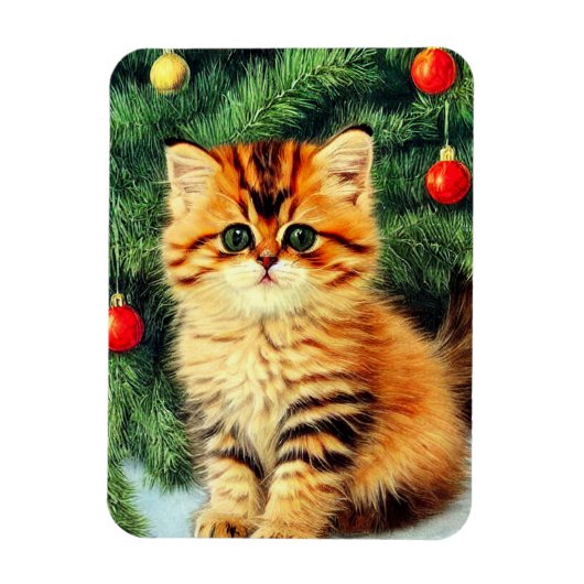 ヴィンテージクリスマスキャット マグネット (縦)