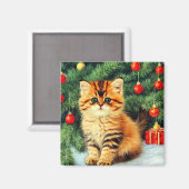 ヴィンテージクリスマスキャット マグネット (正面/裏面)