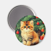 ヴィンテージクリスマスキャット マグネット (正面/裏面)
