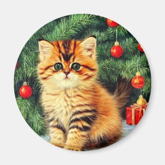 ヴィンテージクリスマスキャット マグネット (正面)