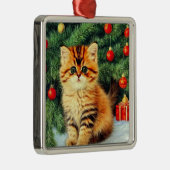 ヴィンテージクリスマスキャット メタルオーナメント (右)