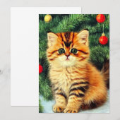 ヴィンテージクリスマスキャット 招待状 (正面/裏面)