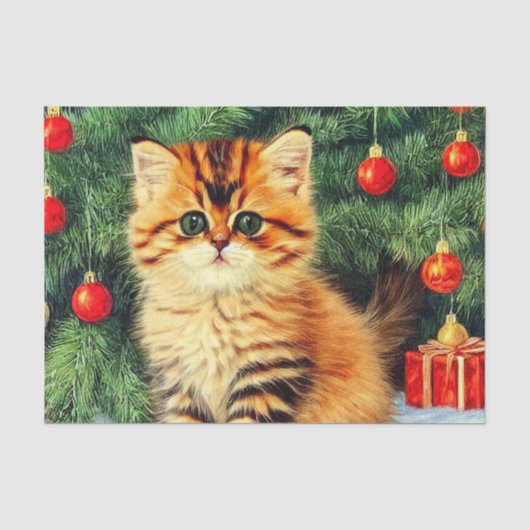 ヴィンテージクリスマスキャット 薄葉紙 (正面)