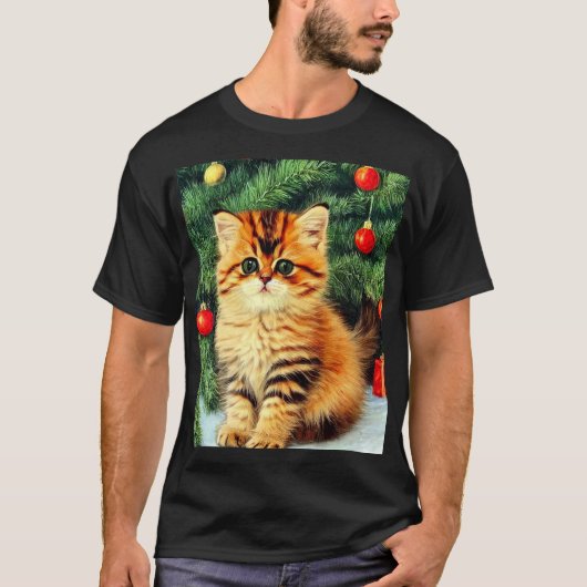 ヴィンテージクリスマスキャット Tシャツ (正面)