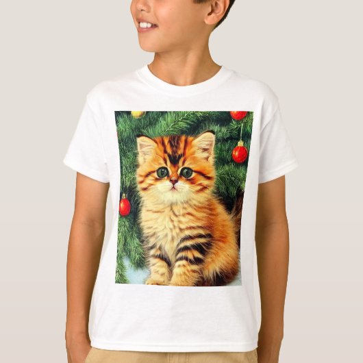 ヴィンテージクリスマスキャット Tシャツ (正面)