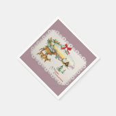 ヴィンテージクリスマスキャビン&ディアー スタンダードカクテルナプキン (角)