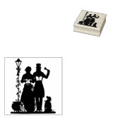 ヴィンテージクリスマスキャロラーと犬のゴム印 ラバースタンプ (押印)