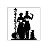 ヴィンテージクリスマスキャロラーと犬のゴム印 ラバースタンプ (インプリント)