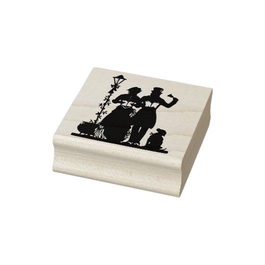 ヴィンテージクリスマスキャロラーと犬のゴム印 ラバースタンプ (スタンプ)