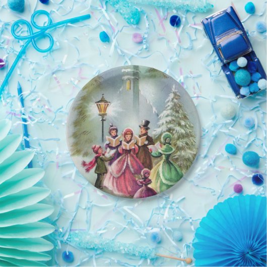 ヴィンテージクリスマスキャロラーズパーティープレート ペーパープレート (パーティー)