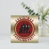 ヴィンテージクリスマスキャロルズホリデーパーティー|金ゴールドレッド 招待状 (スタンド正面)