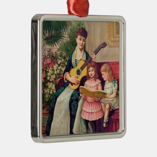 ヴィンテージクリスマスキャロル1888リトグラフ、 メタルオーナメント (右)