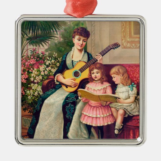 ヴィンテージクリスマスキャロル1888リトグラフ、 メタルオーナメント (正面)