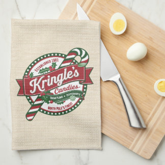 ヴィンテージクリスマスキャンディとキャンディケーンショップ キッチンタオル