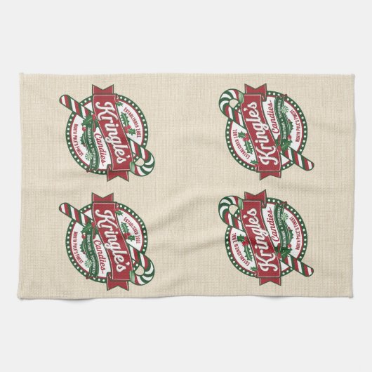 ヴィンテージクリスマスキャンディとキャンディケーンショップ キッチンタオル (横)