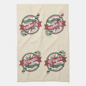 ヴィンテージクリスマスキャンディとキャンディケーンショップ キッチンタオル (縦)