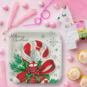 ヴィンテージクリスマスキャンディーケインレトロパーティープレート ペーパープレート (パーティー)