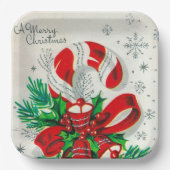 ヴィンテージクリスマスキャンディーケインレトロパーティープレート ペーパープレート (正面)