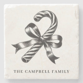 ヴィンテージクリスマスキャンディーケーンの家族名 ストーンコースター