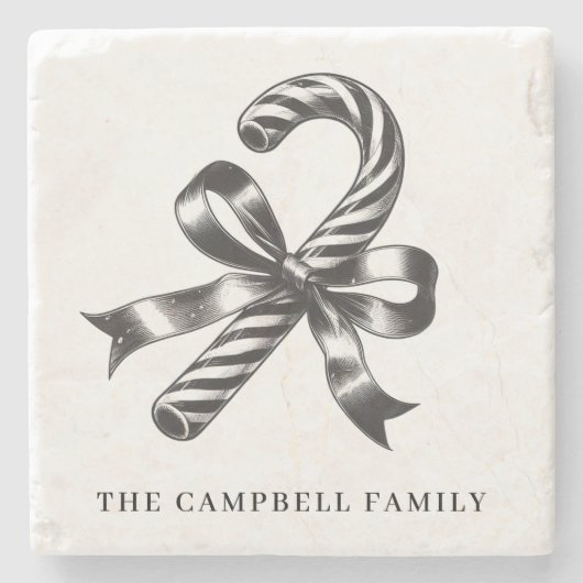 ヴィンテージクリスマスキャンディーケーンの家族名 ストーンコースター (正面)