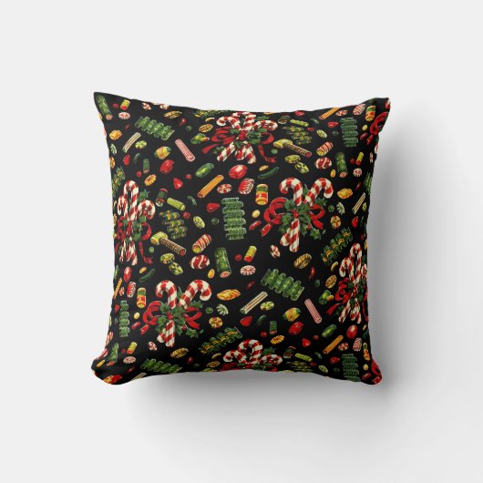 ヴィンテージクリスマスキャンディーケーンピロー クッション (正面)