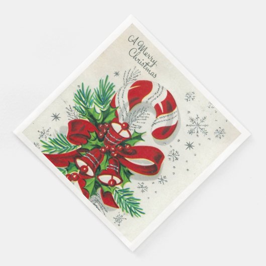 ヴィンテージクリスマスキャンディーレトロパーティーナプキン (コーナー)