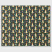 ヴィンテージクリスマスキャンドルのホリーパターン ラッピングペーパー (フラット)