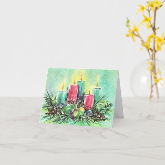 ヴィンテージクリスマスキャンドルカード カード (黄色い花)