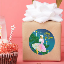 ヴィンテージクリスマスキャンドルガール虹色グリッター