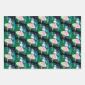 ヴィンテージクリスマスキャンドルガール虹色グリッター ラッピングペーパーシート (正面)