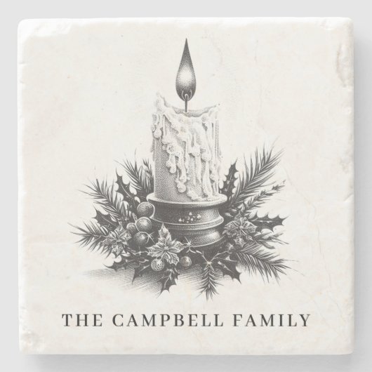 ヴィンテージクリスマスキャンドルファミリー名 ストーンコースター (正面)