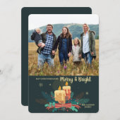 ヴィンテージクリスマスキャンドルフォトホリデーカード 招待状 (正面/裏面)