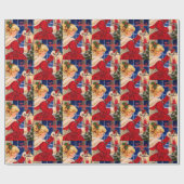 ヴィンテージクリスマスキャンドルランプ赤グリッター女 ラッピングペーパー (フラット)