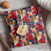 ヴィンテージクリスマスキャンドルランプ赤グリッター女 ラッピングペーパー