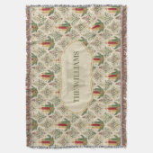 ヴィンテージクリスマスキャンドル&オーナメントモノグラム スローブランケット (正面縦)