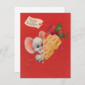 ヴィンテージクリスマスキュートなチーズ入りマウス シーズンカード (正面/裏面)