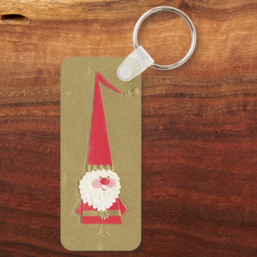 ヴィンテージクリスマスキュートサンタクロース格言オン金ゴールド キーホルダー (裏面)