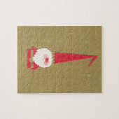 ヴィンテージクリスマスキュートサンタクロース格言オン金ゴールド ジグソーパズル (横)